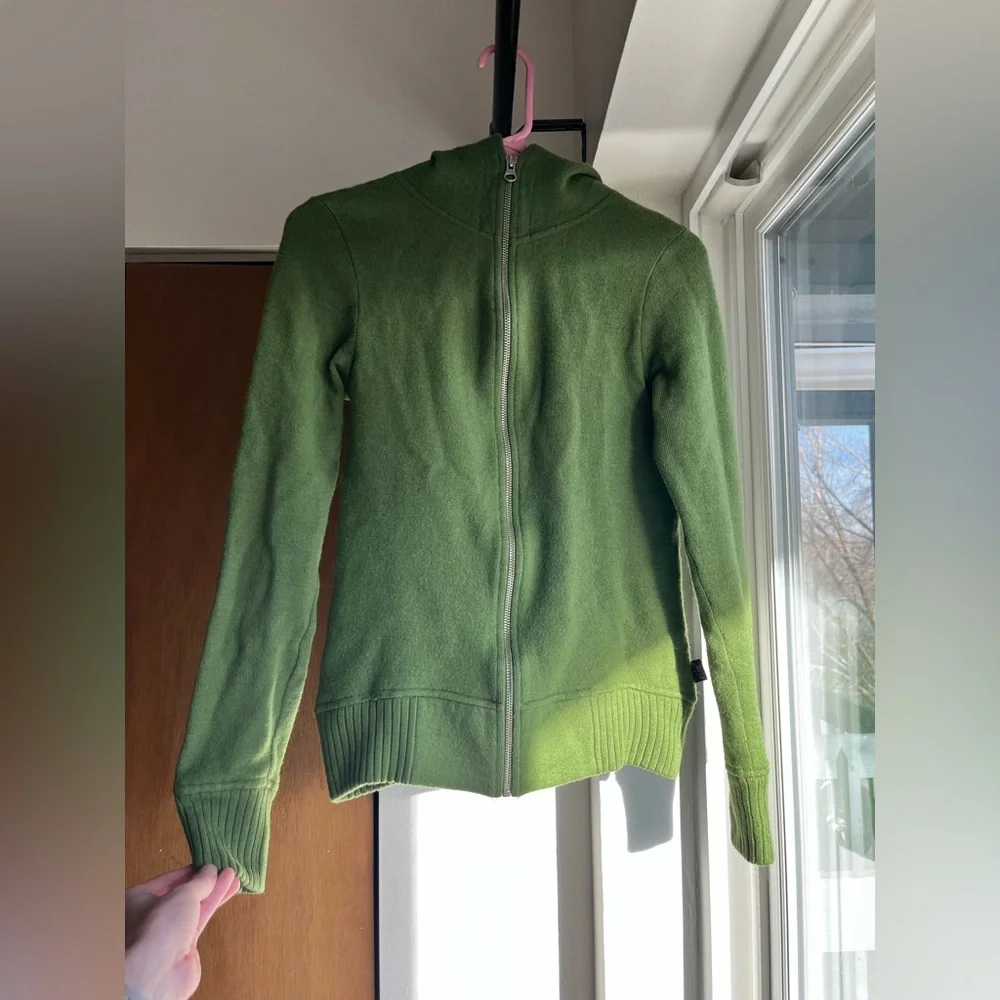 Kuhl Merino Wool Full Zip Hooded Sweater Green XS - Picture 7 of 8